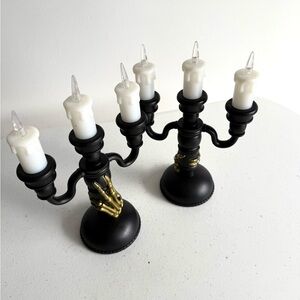 Elegant Black and Gold Candelabra Set
